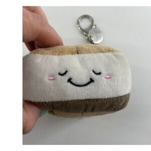 Mini Squishable Micro Smore Key Chain White Brown Collectible Stuffy Marshmallow